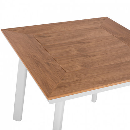 Aluminum Dining Table Square Taber ΗΜ5563.01 White With Polywood Top 80x80x73hcm.
