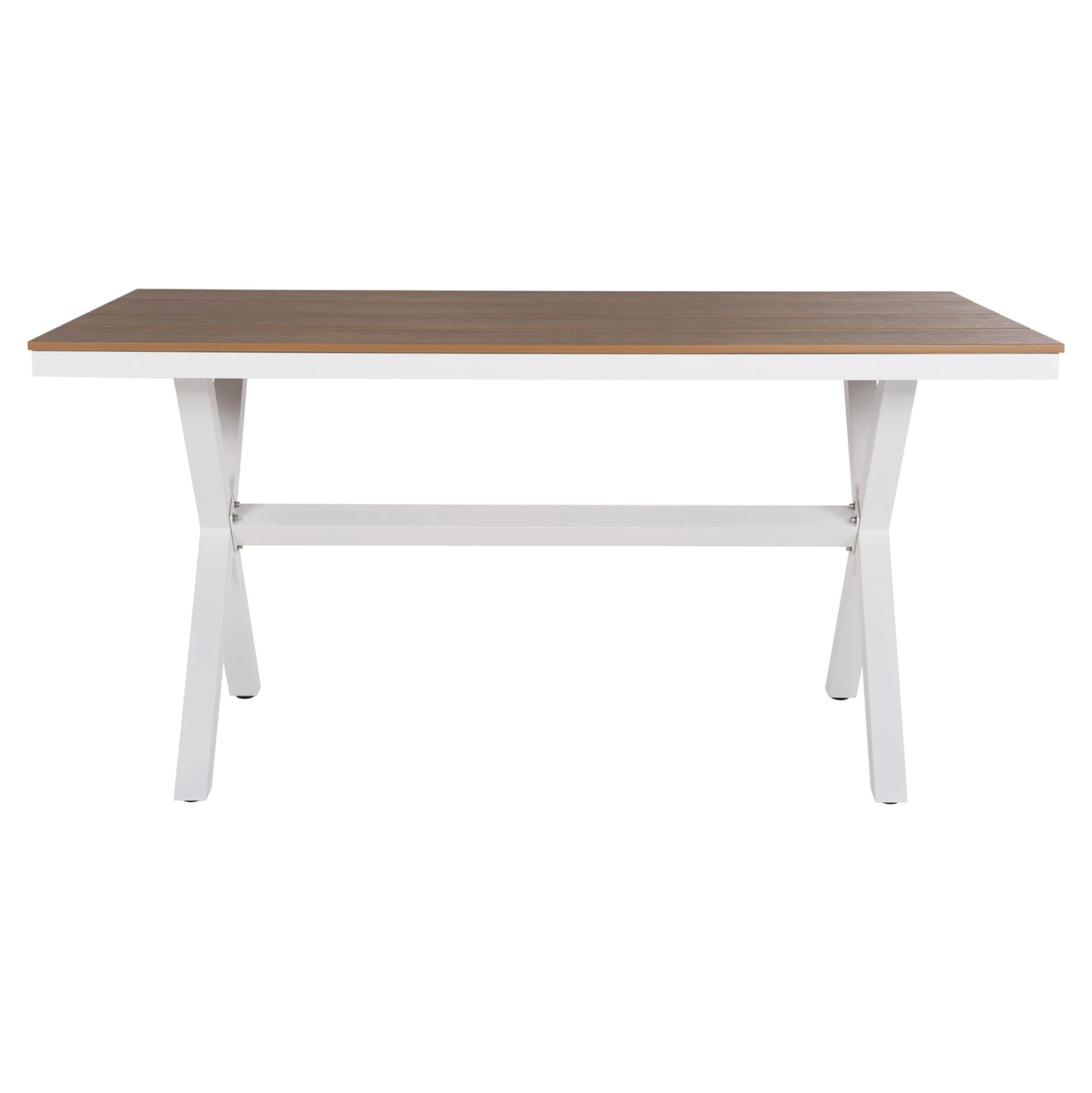 Aluminum Rectangular Table Tawnee Hm6037.02 White Color-polywood In Natural Wood 150x89,5x73hcm