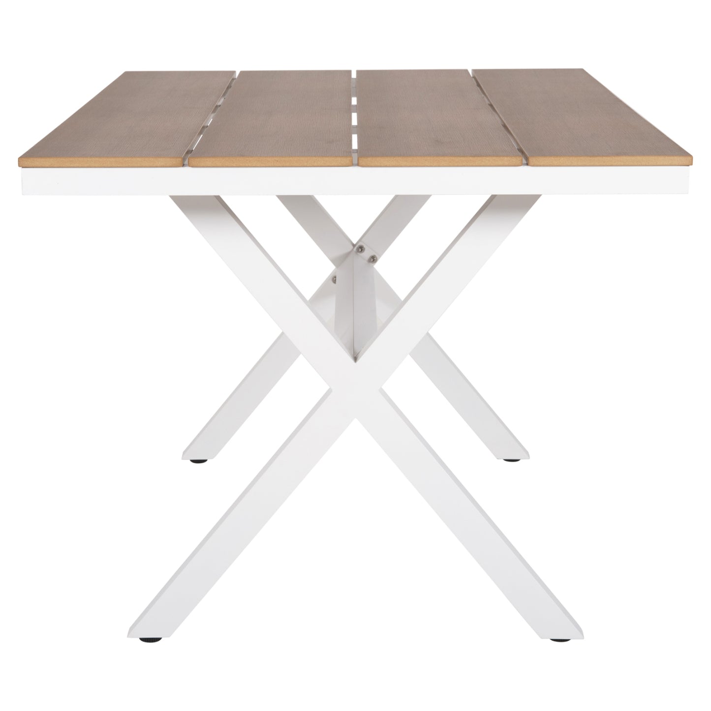 Aluminum Rectangular Table Tawnee Hm6037.02 White Color-polywood In Natural Wood 150x89,5x73hcm