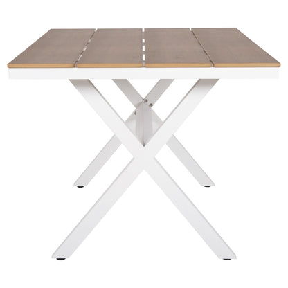 Aluminum Rectangular Table Tawnee Hm6037.02 White Color-polywood In Natural Wood 150x89,5x73hcm