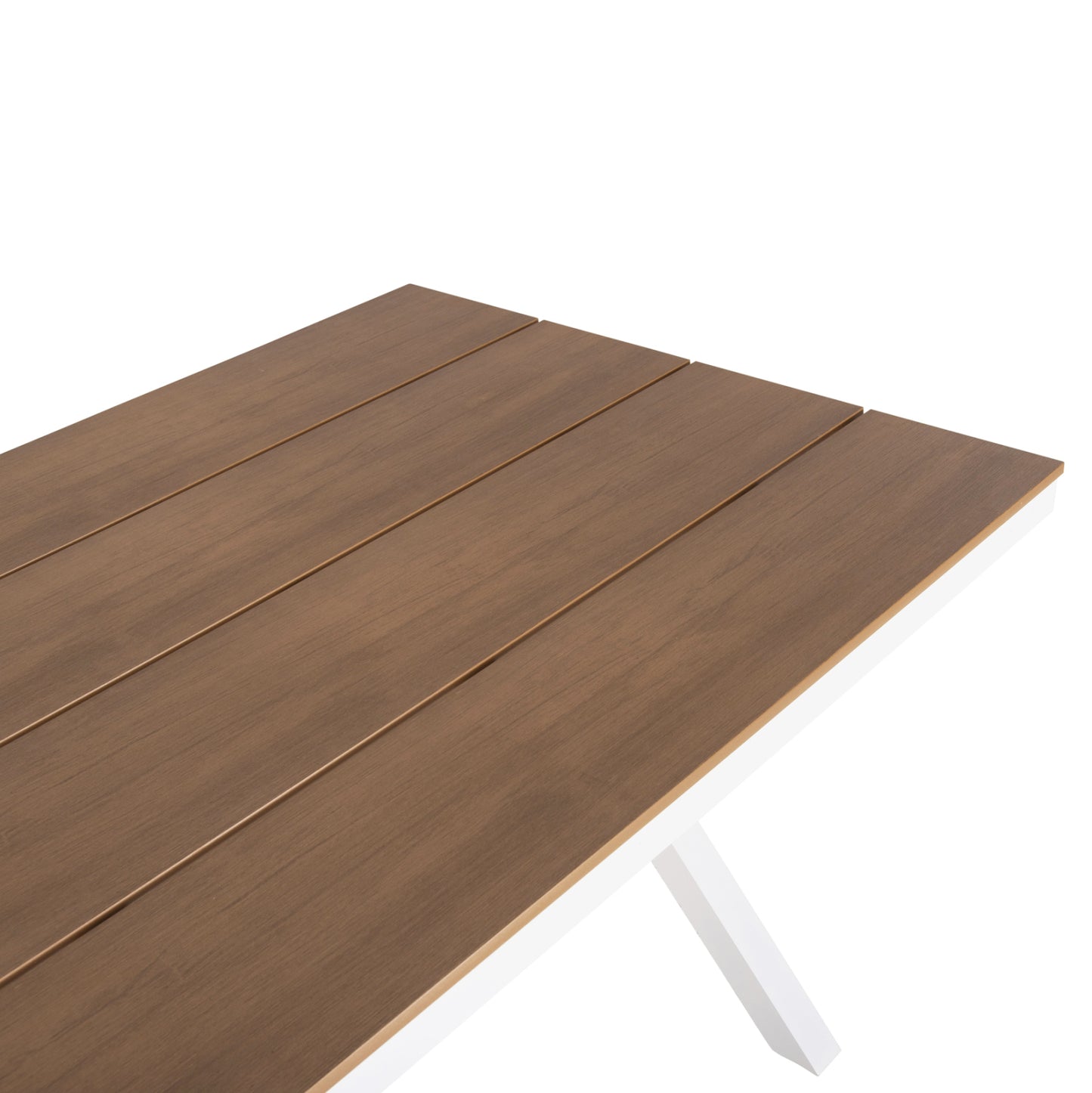 Aluminum Rectangular Table Tawnee Hm6037.02 White Color-polywood In Natural Wood 150x89,5x73hcm