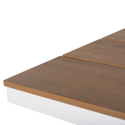 Aluminum Rectangular Table Tawnee Hm6037.02 White Color-polywood In Natural Wood 150x89,5x73hcm
