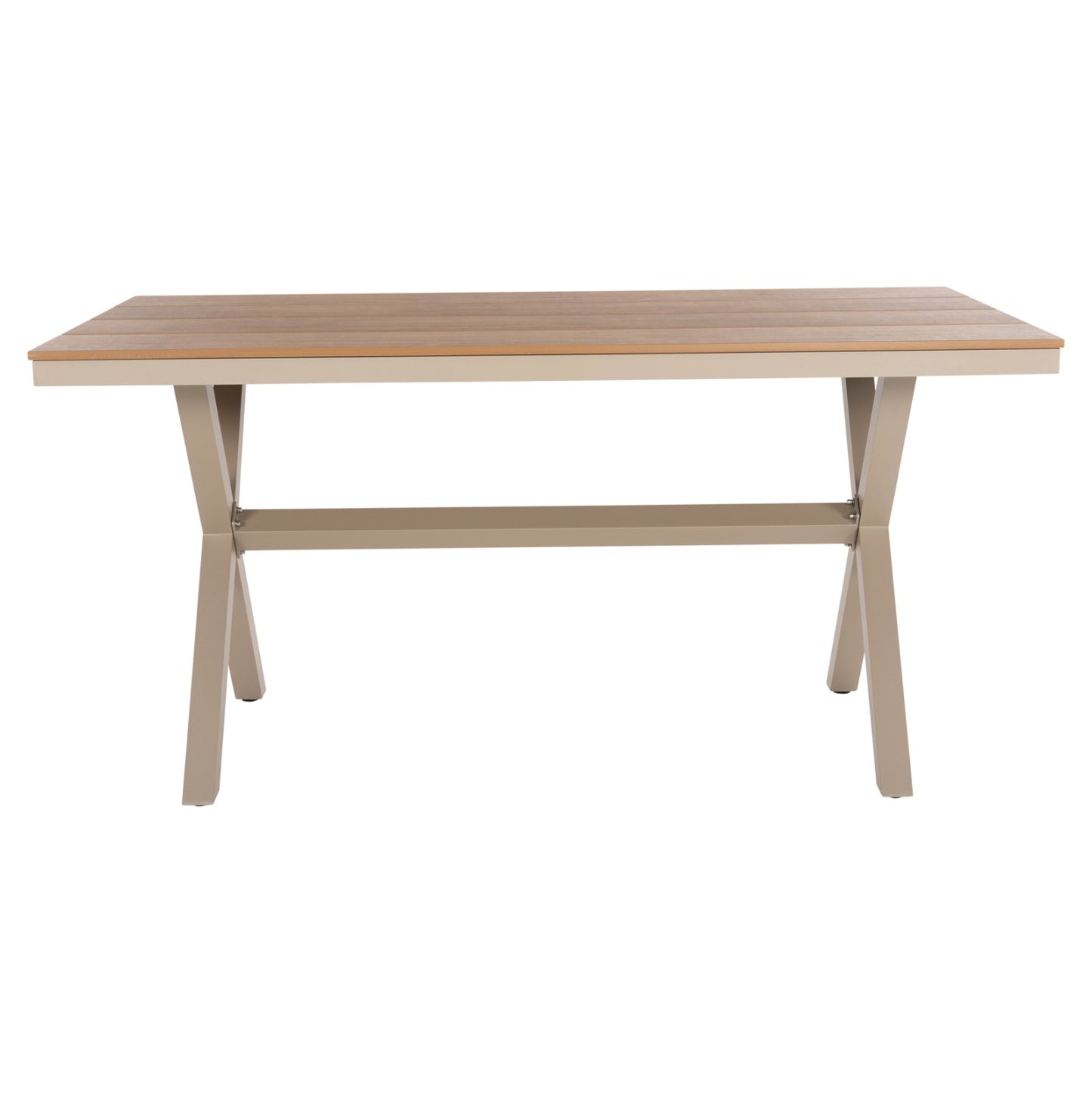 Aluminum Rectangular Table Tawnee Hm6037.04 Champagne Color-polywood In Natural Wood 150x89,5x73h