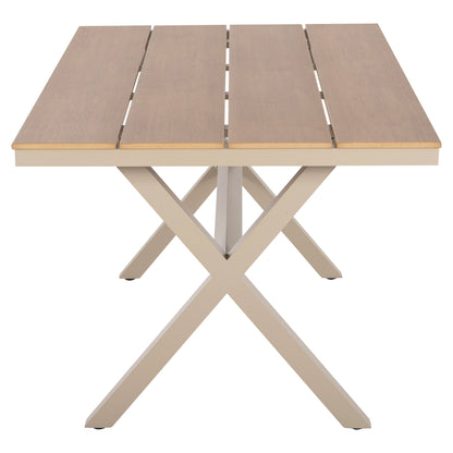 Aluminum Rectangular Table Tawnee Hm6037.04 Champagne Color-polywood In Natural Wood 150x89,5x73h