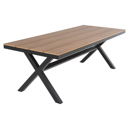 Aluminum Rectangular Table Tawnee Hm6039.01 Anthracite-polywood In Natural Wood 219,5x89,5x73cm.