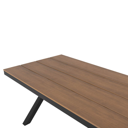 Aluminum Rectangular Table Tawnee Hm6039.01 Anthracite-polywood In Natural Wood 219,5x89,5x73cm.