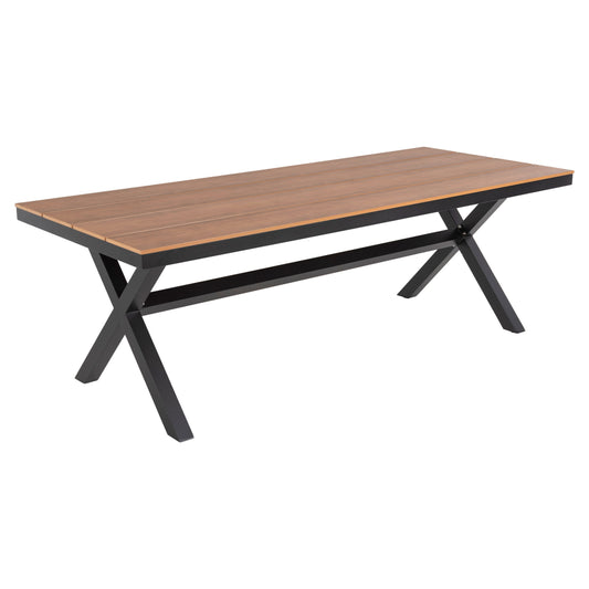 Aluminum Rectangular Table Tawnee Hm6039.01 Anthracite-polywood In Natural Wood 219,5x89,5x73cm.