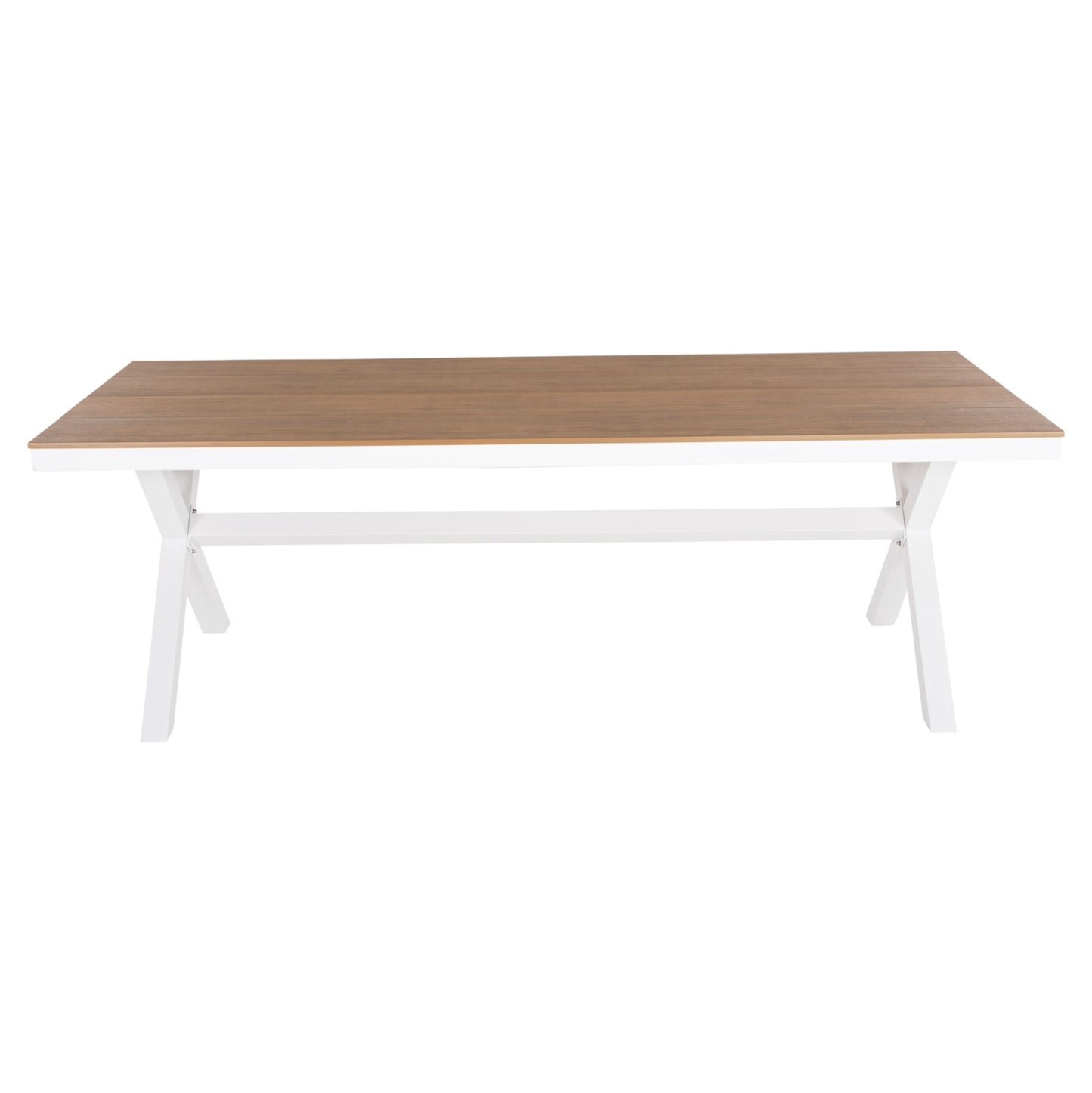 Aluminum Rectangular Table Tawnee Hm6039.02 White Color-polywood In Natural Wood 219,5x89,5x73hcm.