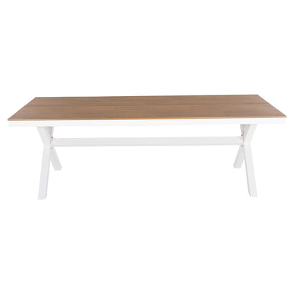 Aluminum Rectangular Table Tawnee Hm6039.02 White Color-polywood In Natural Wood 219,5x89,5x73hcm.