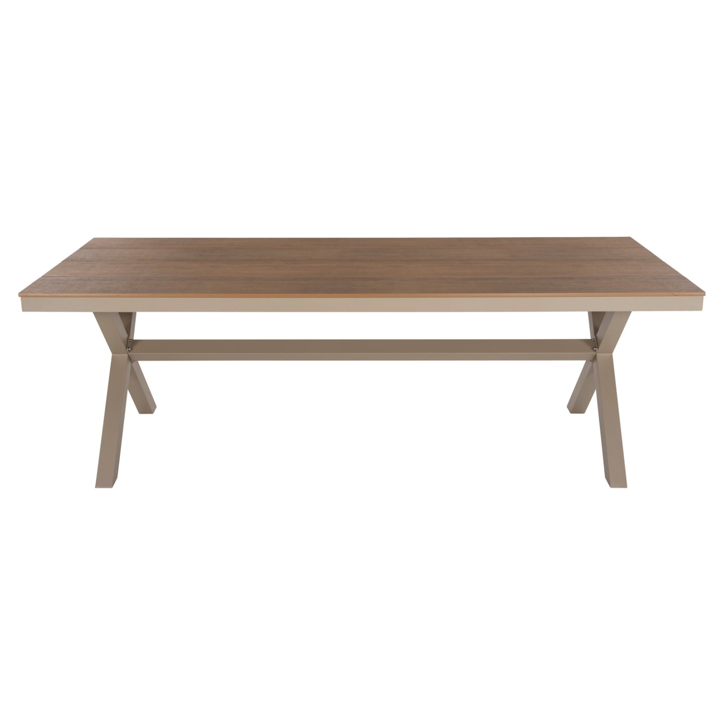 Aluminum Rectangular Table Tawnee Hm6039.04 Champagne Color-polywood In Natural Wood 219,5x89,5x73hcm.