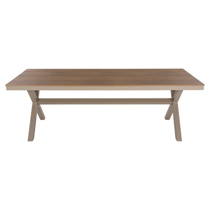 Aluminum Rectangular Table Tawnee Hm6039.04 Champagne Color-polywood In Natural Wood 219,5x89,5x73hcm.