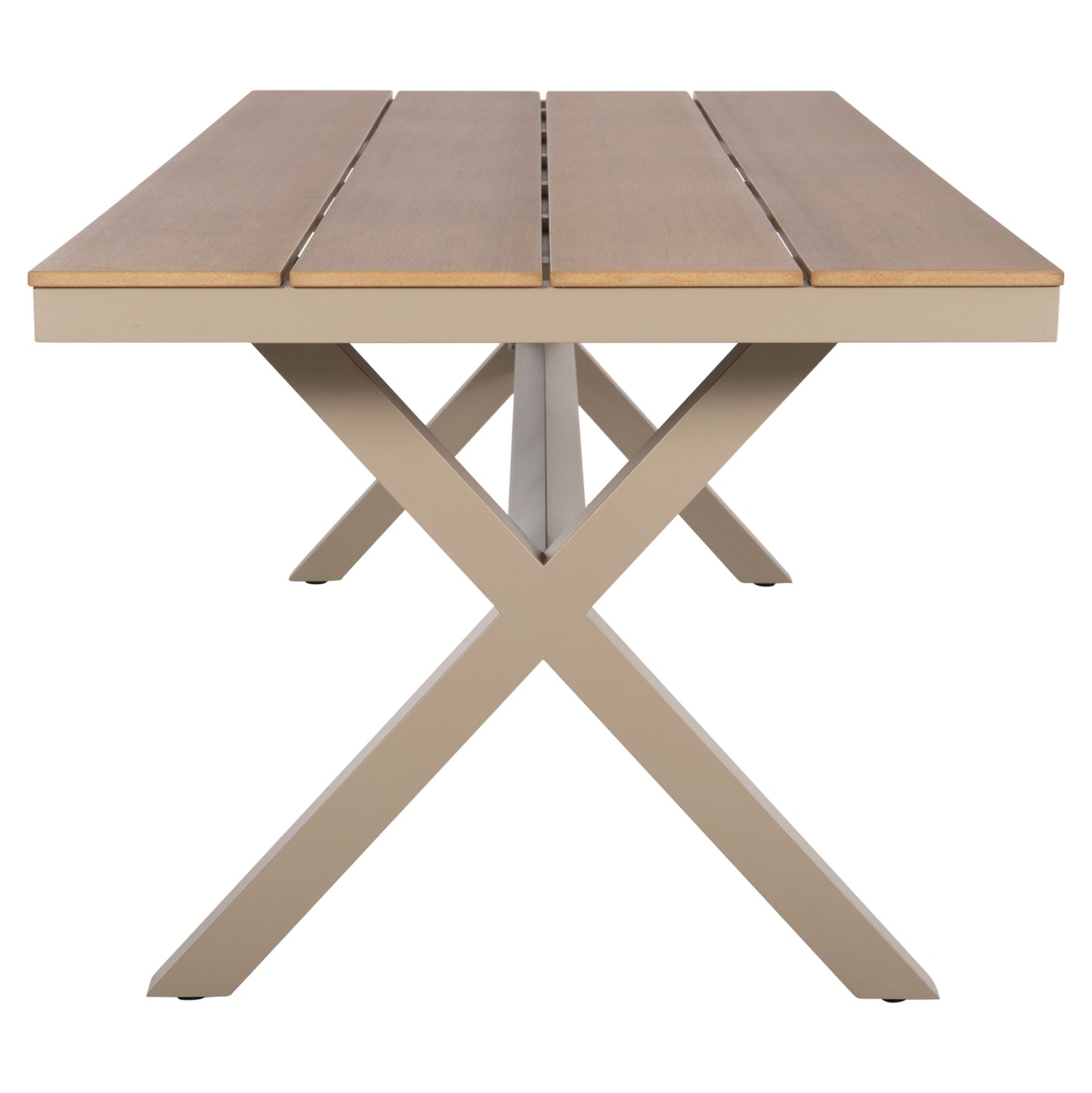 Aluminum Rectangular Table Tawnee Hm6039.04 Champagne Color-polywood In Natural Wood 219,5x89,5x73hcm.