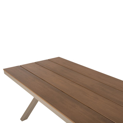 Aluminum Rectangular Table Tawnee Hm6039.04 Champagne Color-polywood In Natural Wood 219,5x89,5x73hcm.