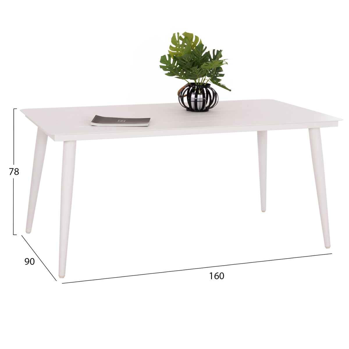 Aluminum Dining Table Rectangular Higer Hm6291.02 White 160x90x78hcm.