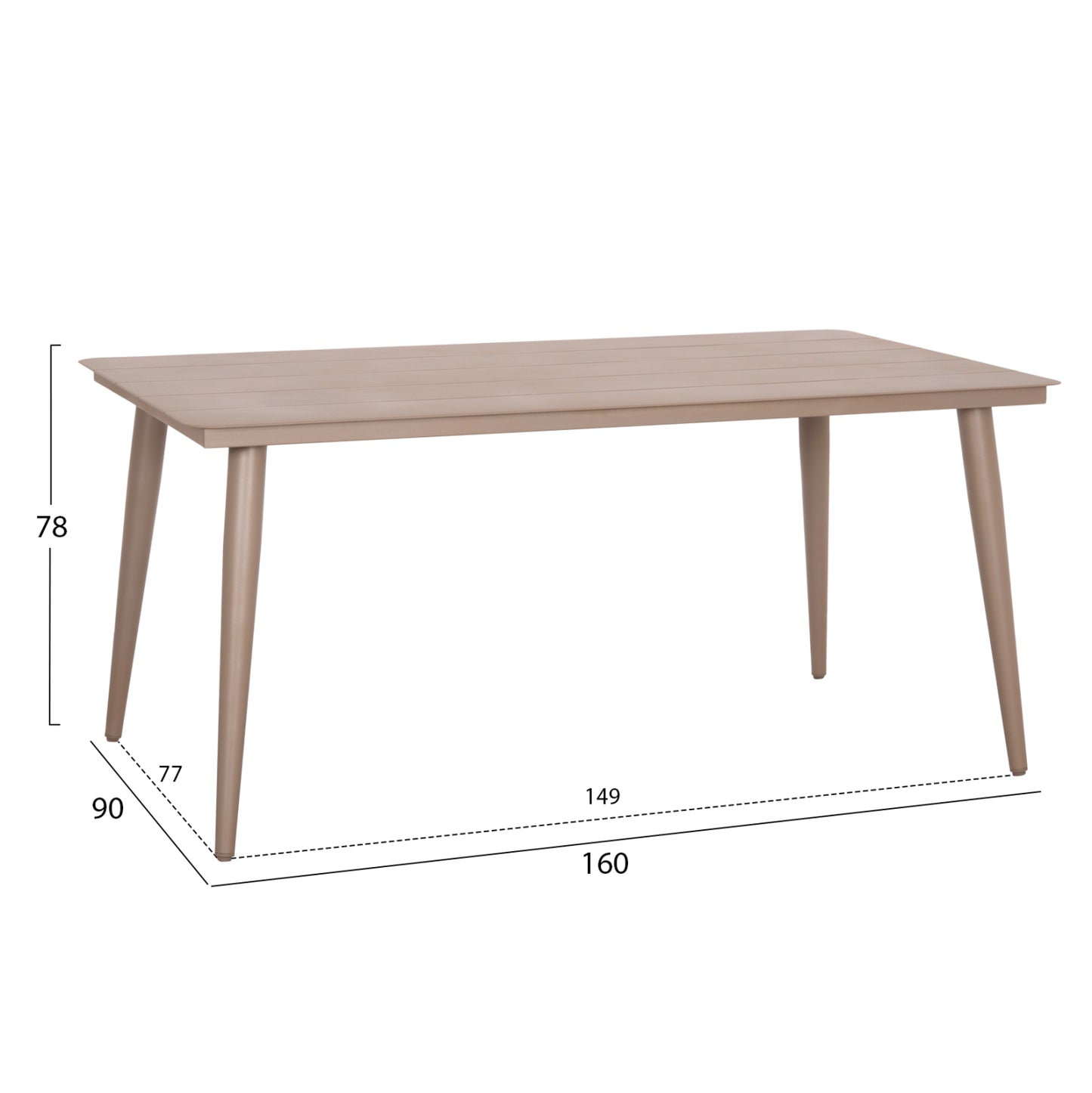 Aluminum Dining Table Rectangular Higer Hm6291.04 Cappuccino 160x90x78hcm.