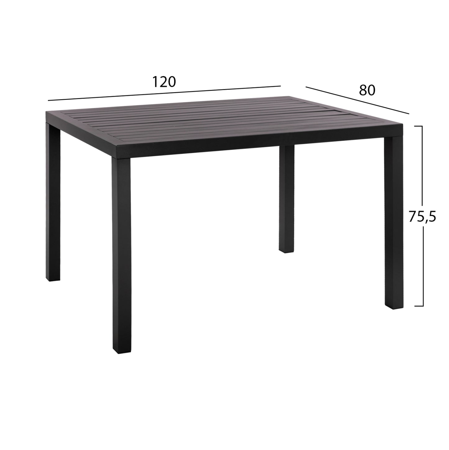 Aluminum Table 120x80 Grey Hm5570.02