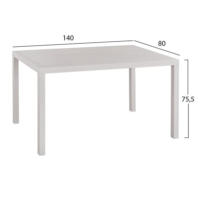 Aluminum Dining Table Sahira Hm5571.01 White 140Χ80x75.5hcm.