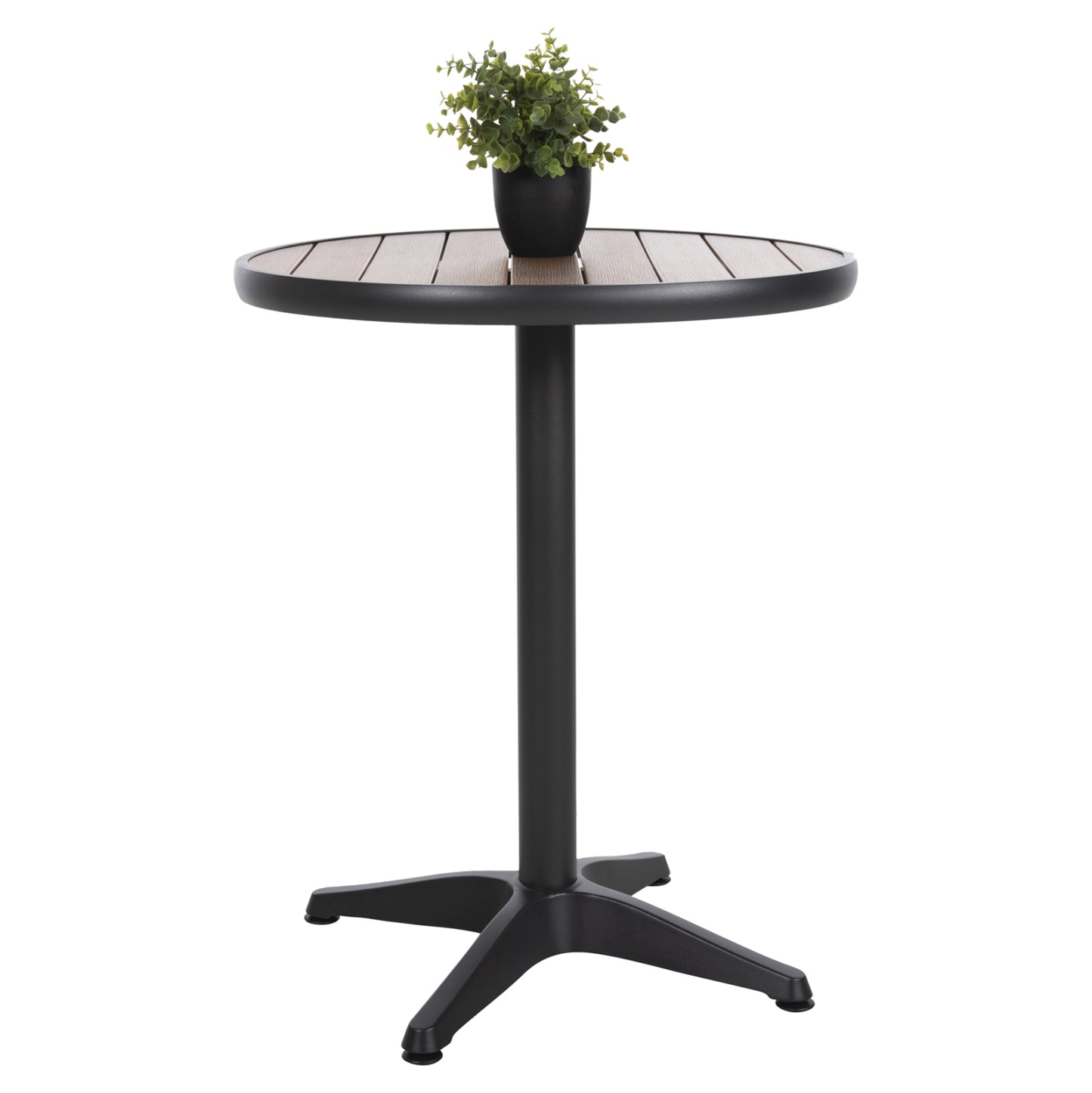 Aluminum Round Table Alexa Hm6086.01 Anthracite-polywood Top In Natural Color Φ60x73hcm.