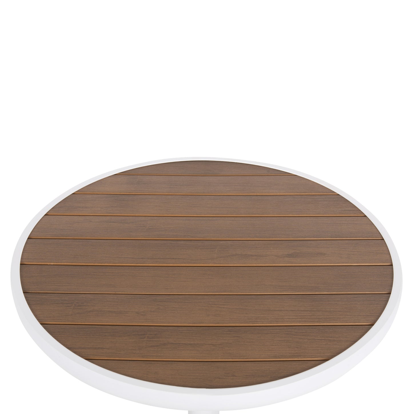 Aluminum Round Table Alexa Hm6086.02 White-polywood Top In Natural Color Φ60x73hcm.