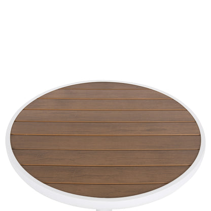 Aluminum Round Table Alexa Hm6086.02 White-polywood Top In Natural Color Φ60x73hcm.