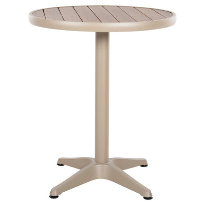 Aluminum Round Table Alexa Hm6086.04 Champagne-polywood Top In Natural Color Φ60x73hcm.