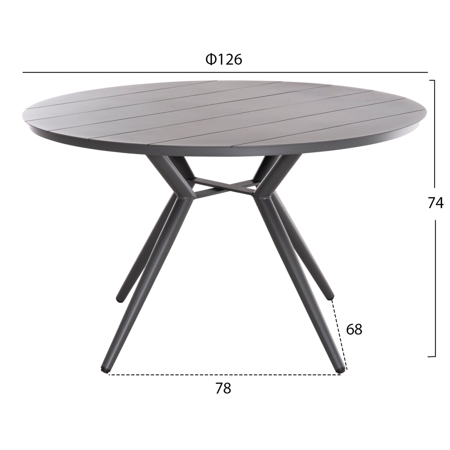 Round Aluminum Table Higer Hm6290.01 Grey Φ126x74hcm.