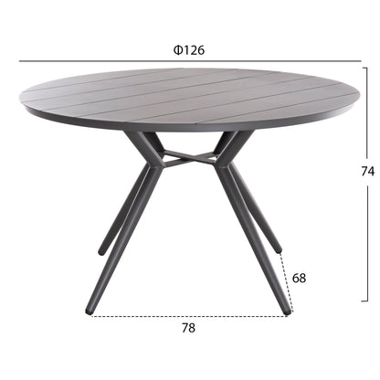 Round Aluminum Table Higer Hm6290.01 Grey Φ126x74hcm.