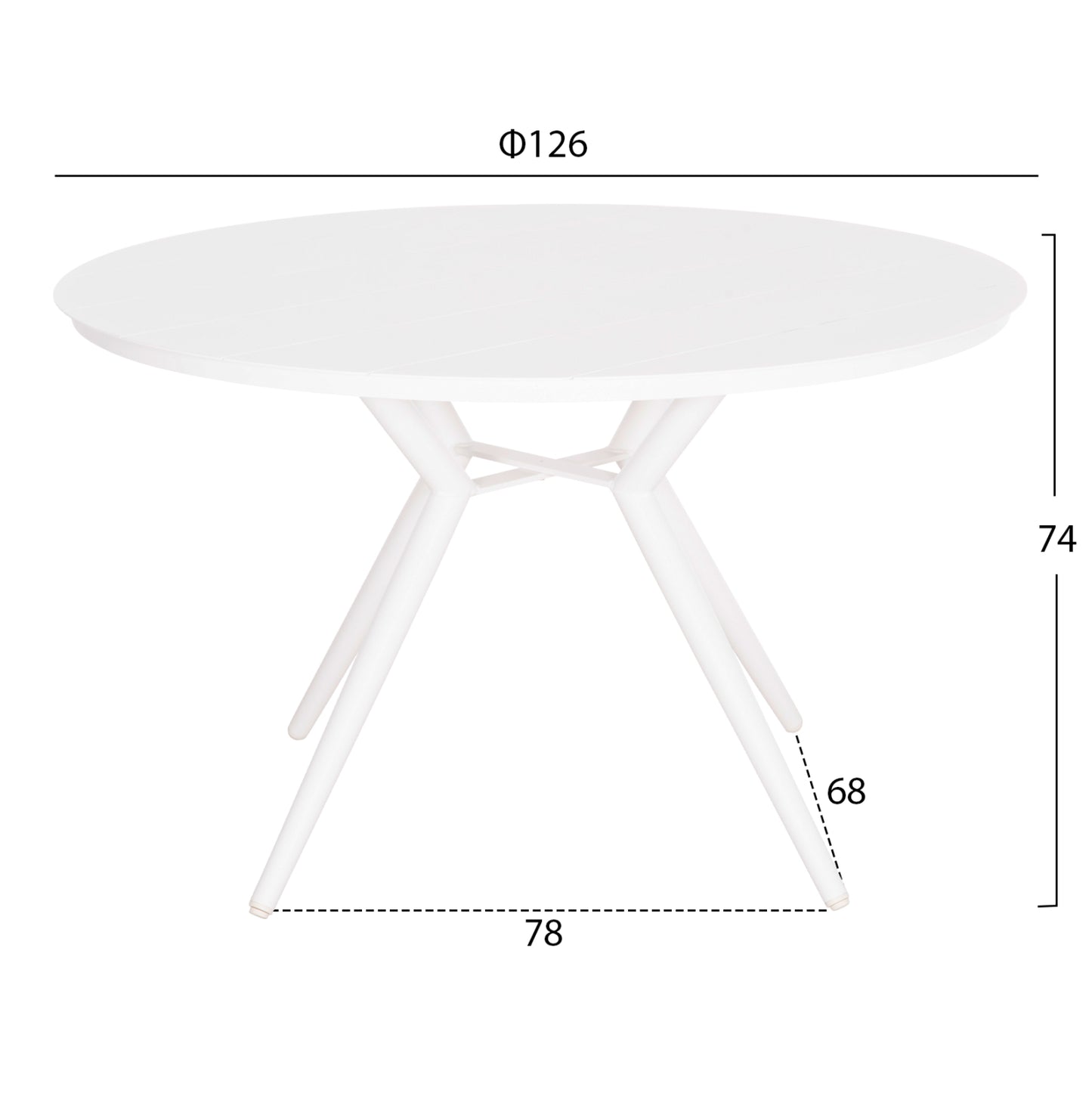 Outdoor Table Round Higer Hm6290.02 White Aluminum Φ126Χ74hcm.