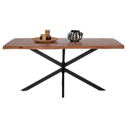 Table Montana Hm11882 Black Metal Base With Solid Acacia Wood Tabletop 160x90x74,5hcm.