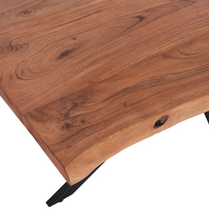 Table Montana Hm11882 Black Metal Base With Solid Acacia Wood Tabletop 160x90x74,5hcm.
