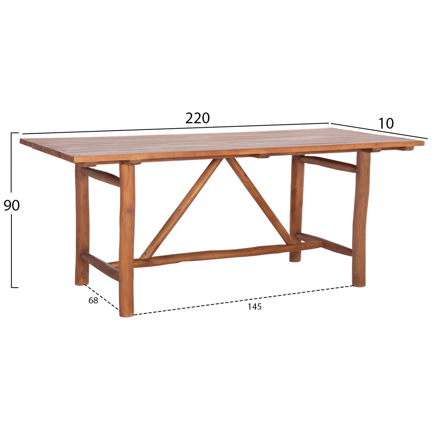 Dining Table Groove Hm9390.01 Solid Teak Wood Natural Color 220x100x90hcm.