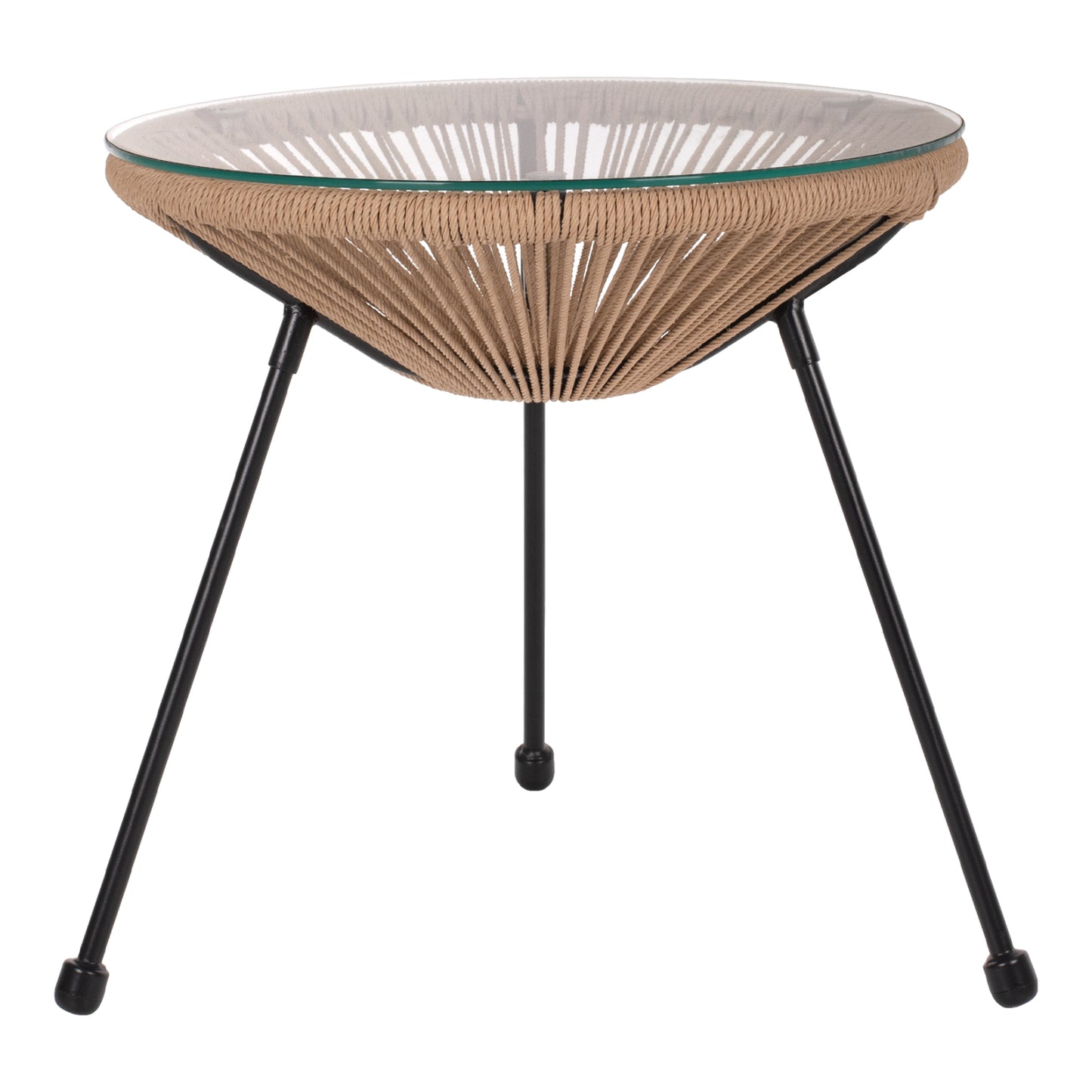 Side Table Allegra Professional Black Metal Legs Rattan Natural Hm5873.01 D47Χ45hcm.