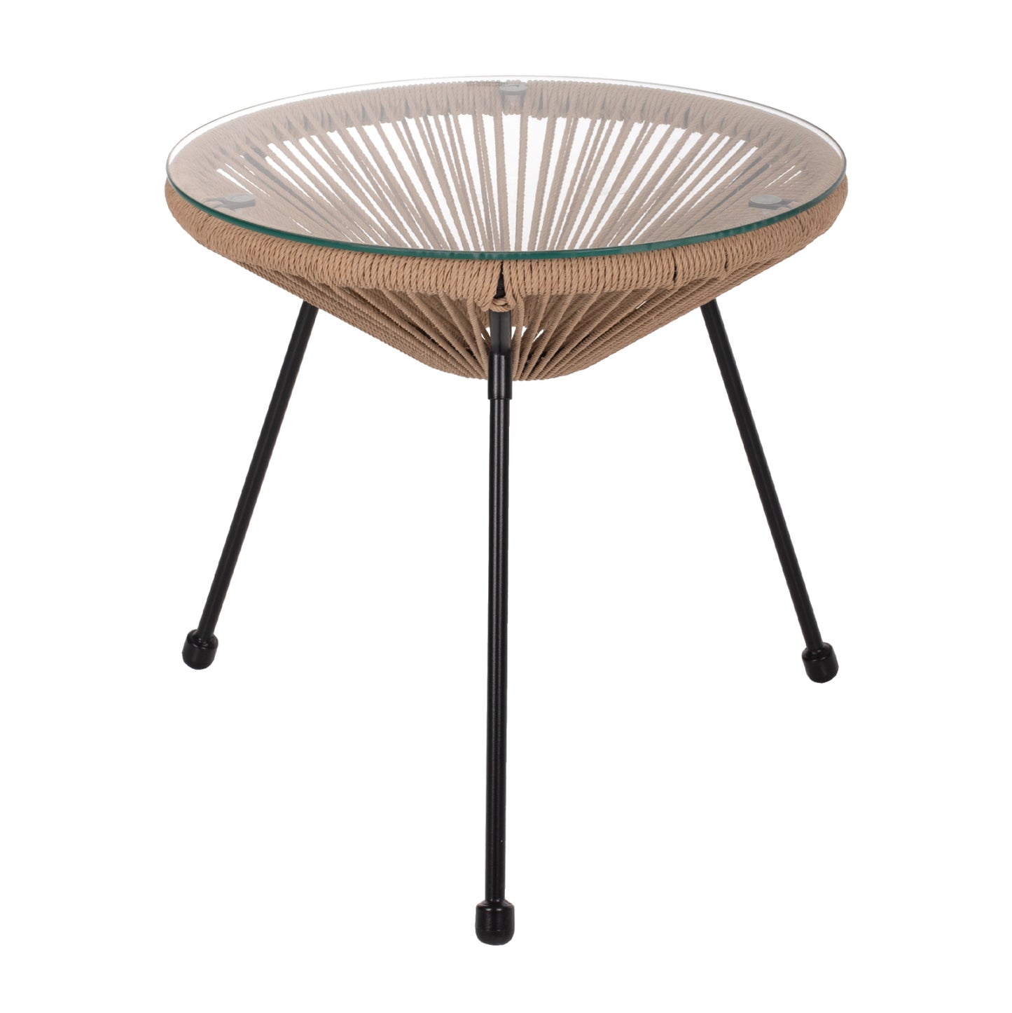 Side Table Allegra Professional Black Metal Legs Rattan Natural Hm5873.01 D47Χ45hcm.