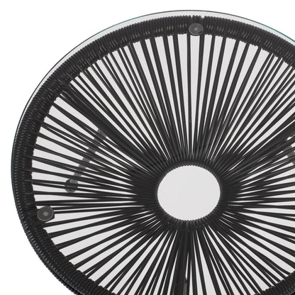 Side Table Allegra Professional Black Metal And Black Rattan Hm5874.01 D47x45hcm.