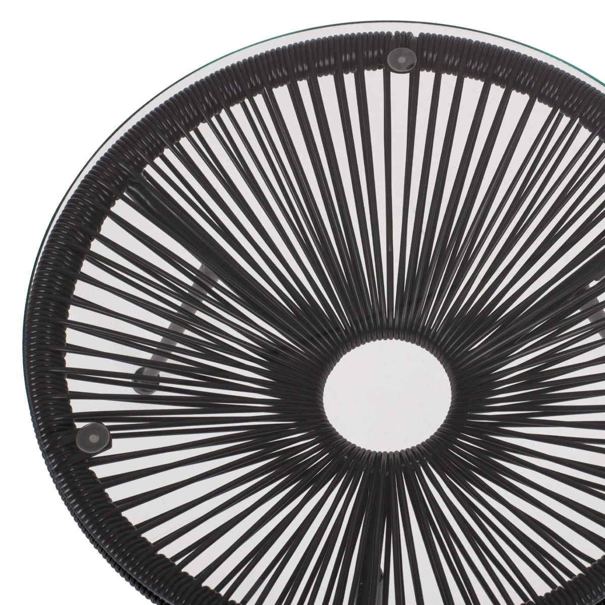 Side Table Acapulco Professional Black Metal And Black Rattan Hm5874.01 D47x45hcm.