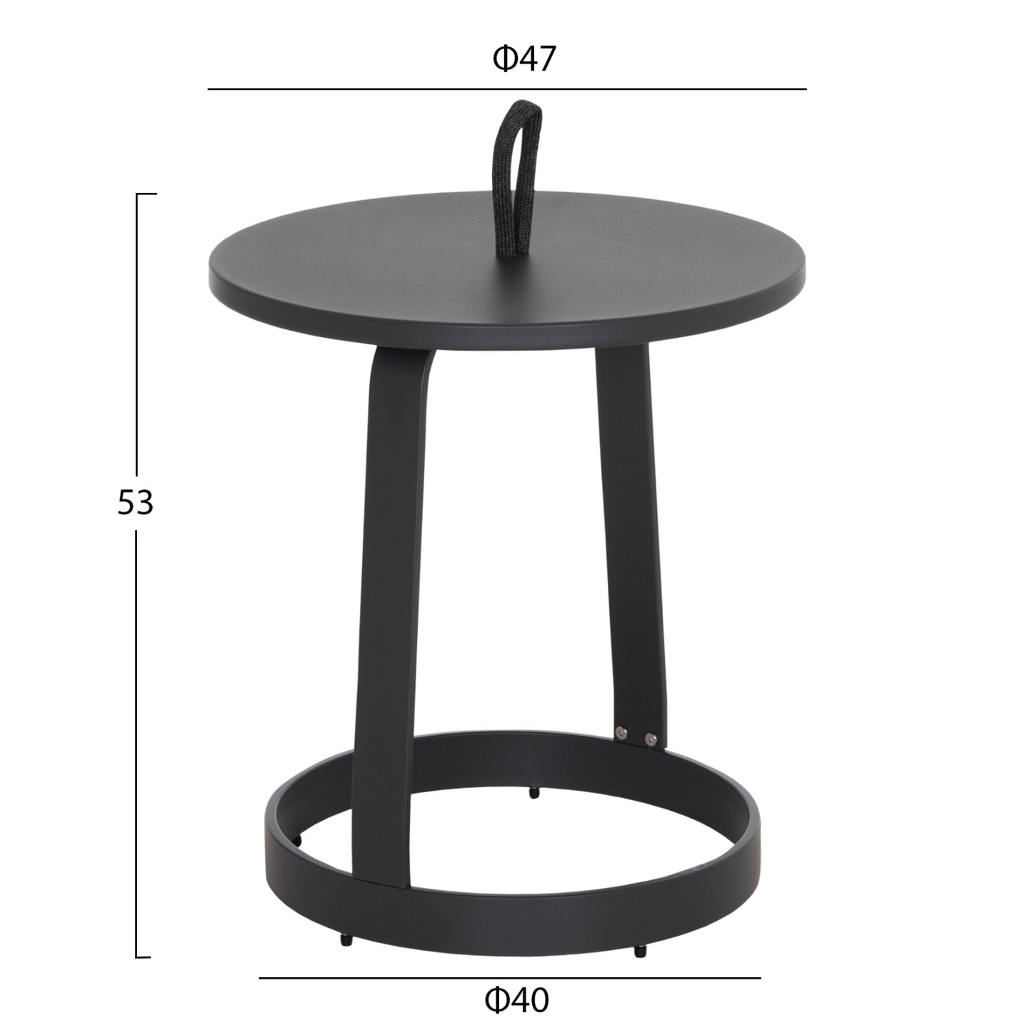 Outdoor Side Table Mino Hm6433.01 Aluminum & Rope In Grey Φ47x53hcm.