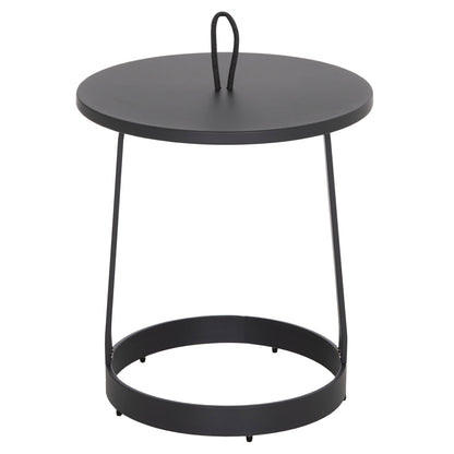 Outdoor Side Table Mino Hm6433.01 Aluminum & Rope In Grey Φ47x53hcm.