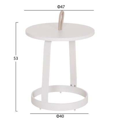 Outdoor Side Table Mino Hm6433.02 Aluminum White & Rope Beige Φ47x53hcm.