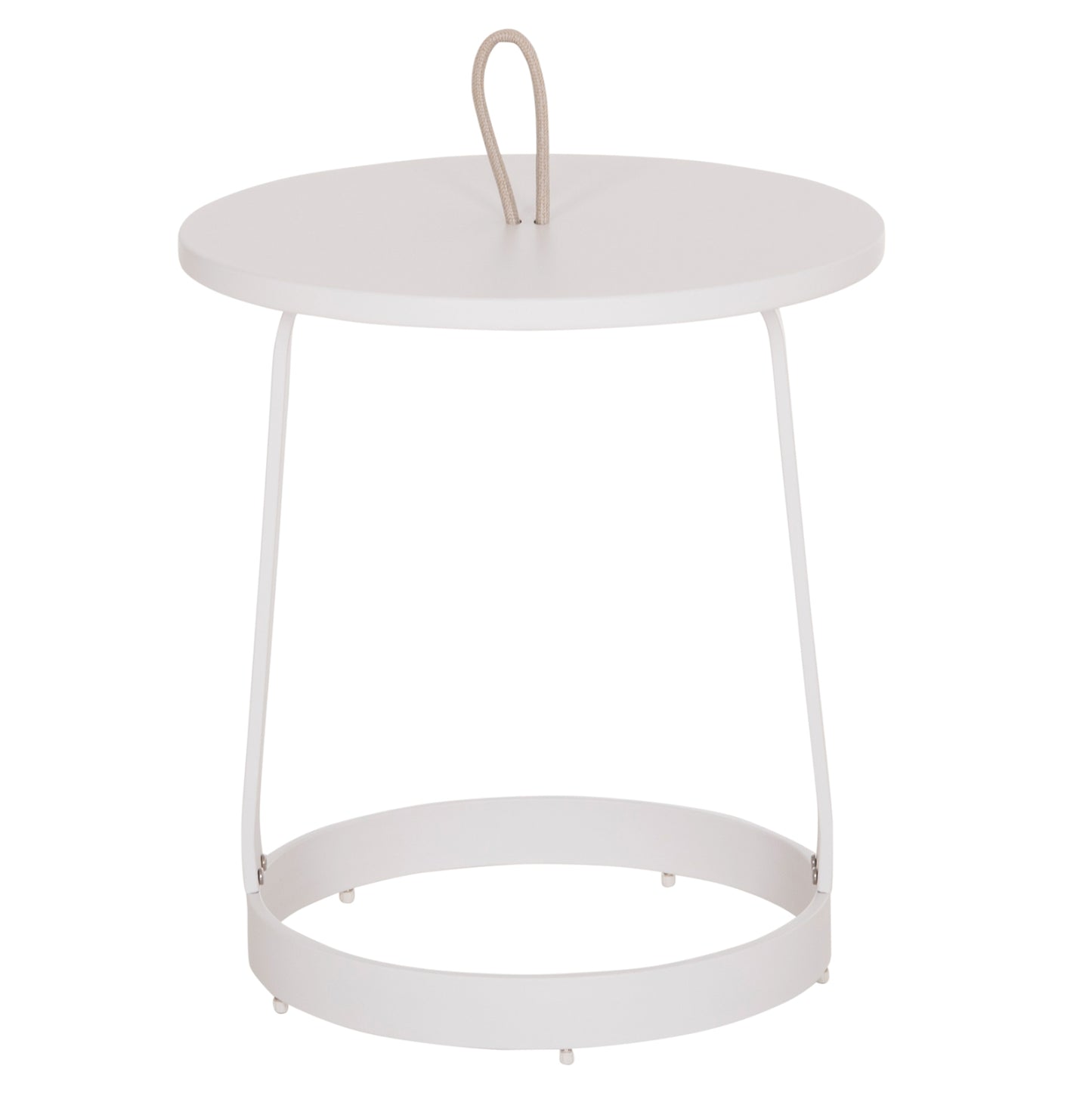 Outdoor Side Table Mino Hm6433.02 Aluminum White & Rope Beige Φ47x53hcm.