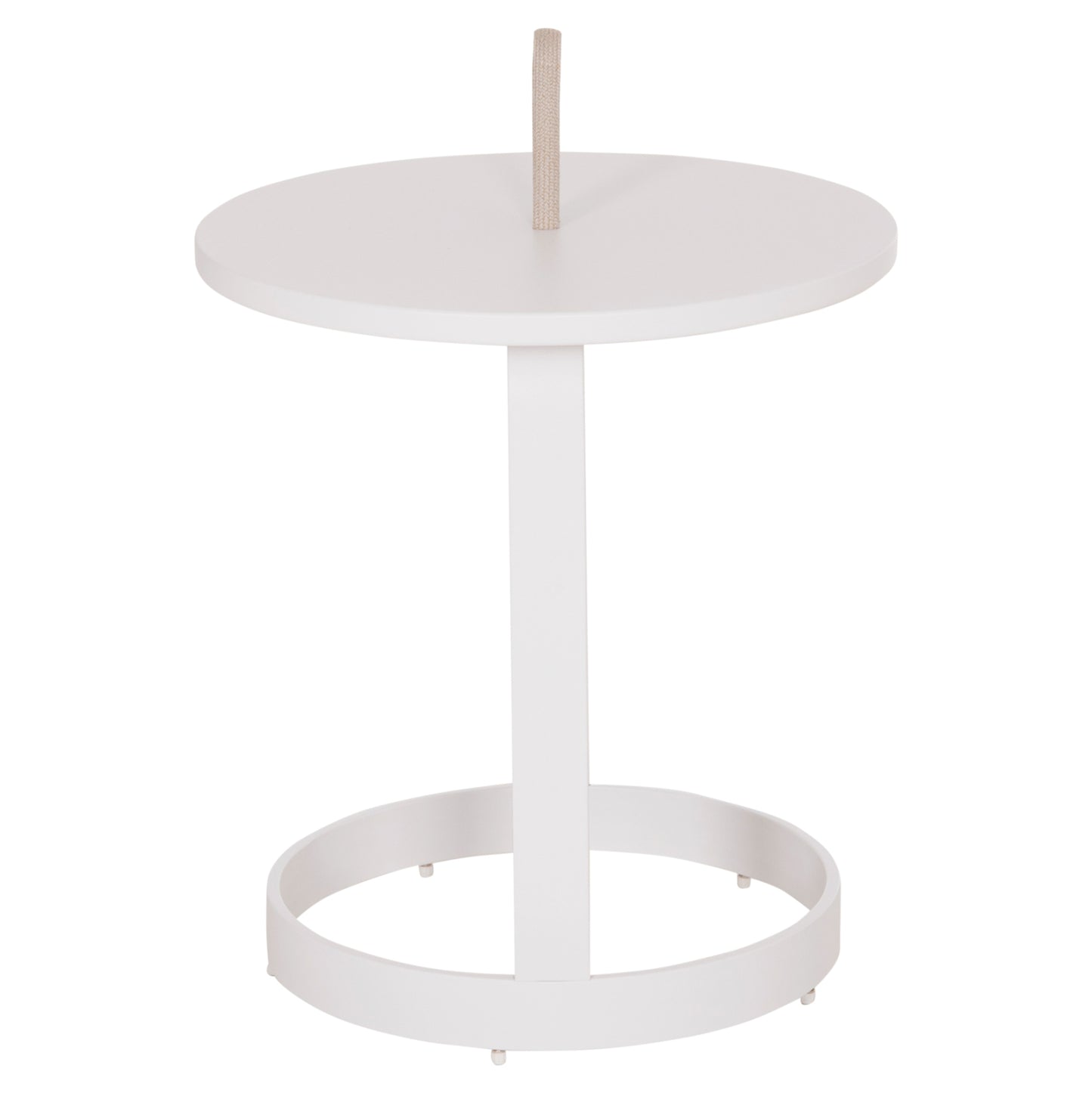 Outdoor Side Table Mino Hm6433.02 Aluminum White & Rope Beige Φ47x53hcm.