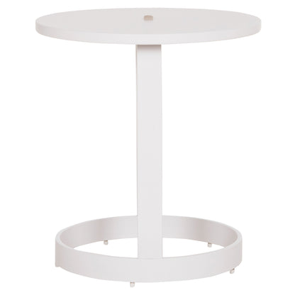 Outdoor Side Table Mino Hm6433.02 Aluminum White & Rope Beige Φ47x53hcm.
