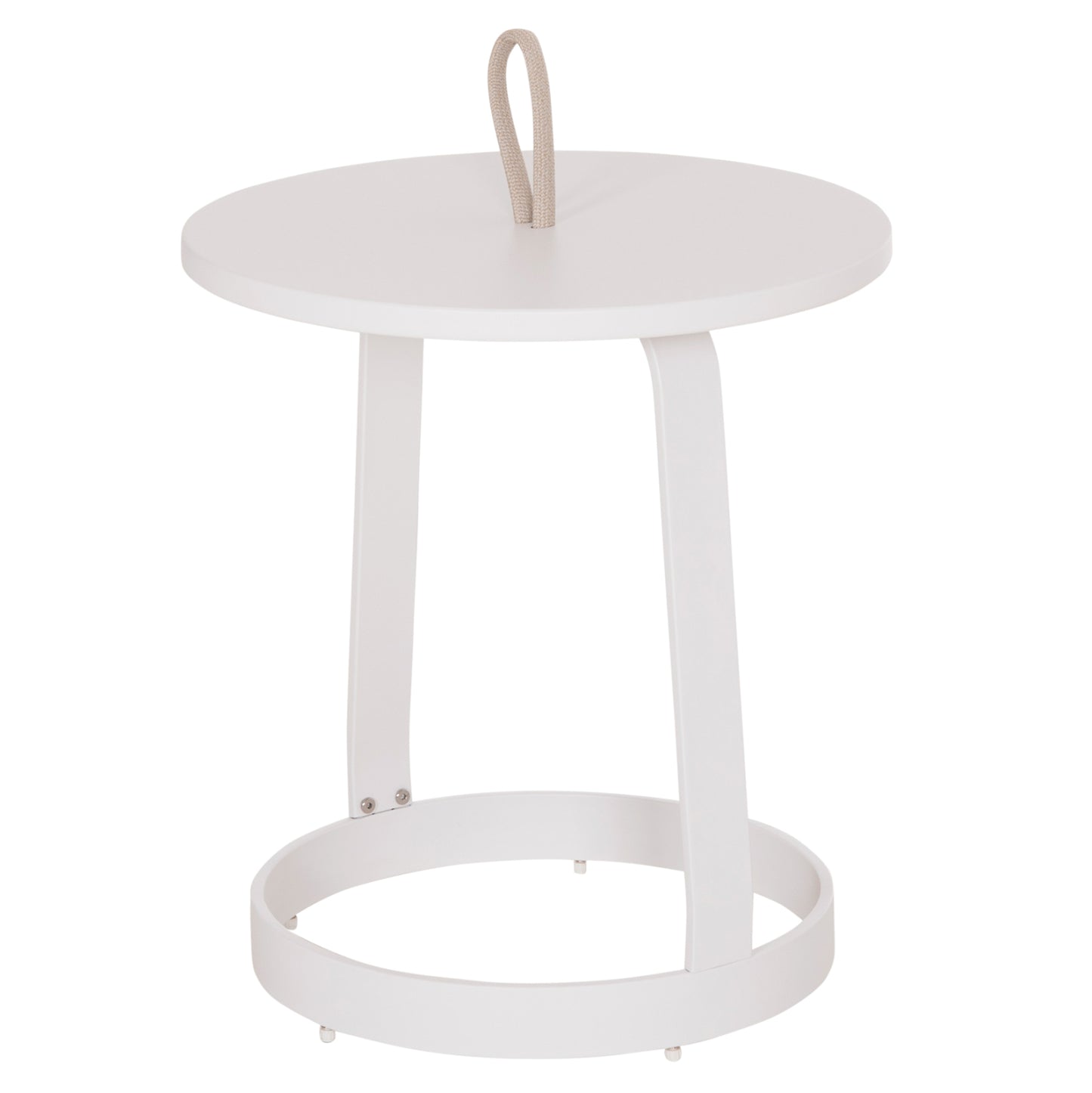 Outdoor Side Table Mino Hm6433.02 Aluminum White & Rope Beige Φ47x53hcm.
