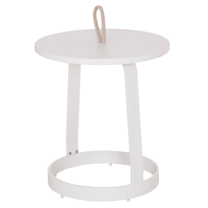 Outdoor Side Table Mino Hm6433.02 Aluminum White & Rope Beige Φ47x53hcm.