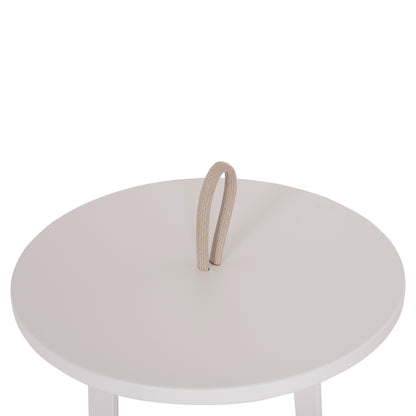 Outdoor Side Table Mino Hm6433.02 Aluminum White & Rope Beige Φ47x53hcm.