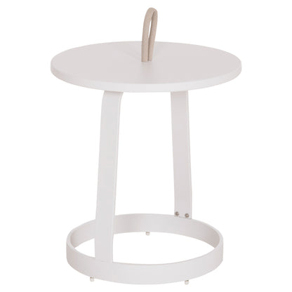 Outdoor Side Table Mino Hm6433.02 Aluminum White & Rope Beige Φ47x53hcm.
