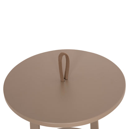Outdoor Side Table Mino Hm6433.03 Aluminum & Rope In Cappuccino Φ47x53hcm.