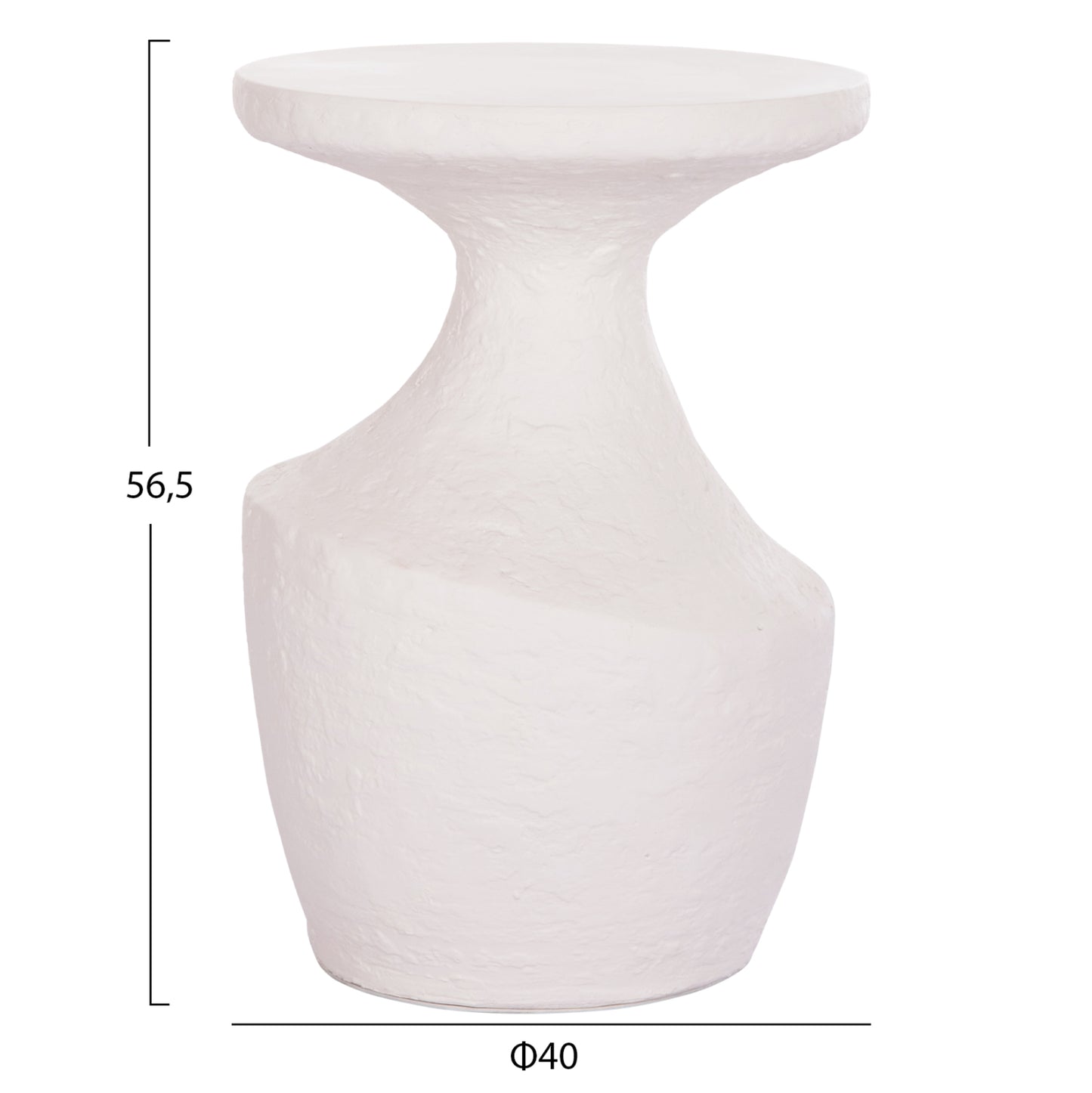 Side Table Rebon Hm18156.02l Fiber Cement In White--Φ40x56.5hcm