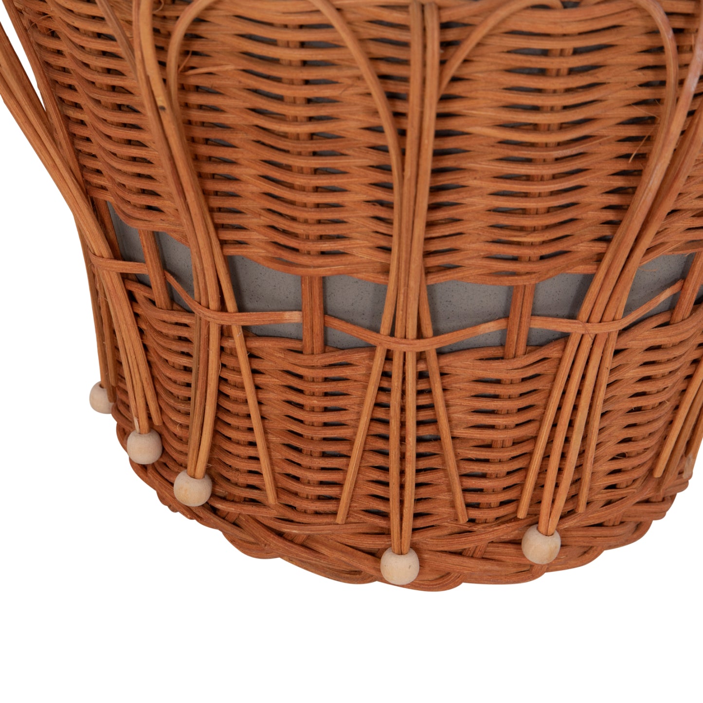 Side Table Round Perral Hm18164.03s Fiber Cement In Grey--natural Rattan--Φ42x36hcm.