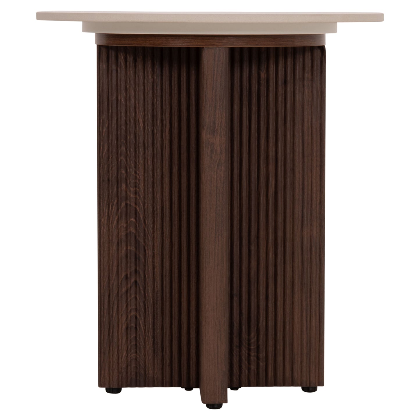 Side Table Sky Hm18330 Ceramic Top With Travertine Stone Look--mdf Base In Brown Φ45x50h