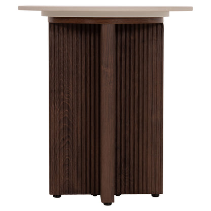 Side Table Sky Hm18330 Ceramic Top With Travertine Stone Look--mdf Base In Brown Φ45x50h